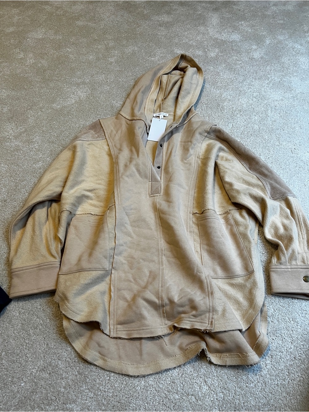 Neutral Hooded Pullover Jacket - Women's Beige